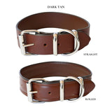 dog collar 1.5inch width - dark tan