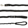 cowhide leather plaited dog lead - black